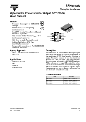 SFH6943A-2 Datasheet PDF Vishay Semiconductors