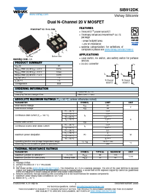 SIB912DK Datasheet PDF Vishay Semiconductors