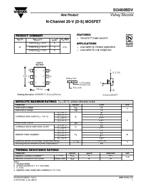 SI3460BDV Datasheet PDF Vishay Semiconductors