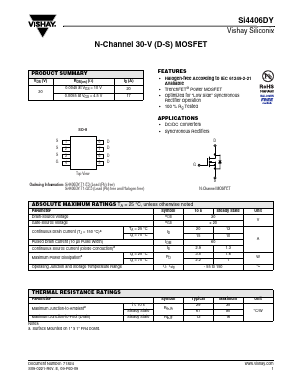 SI4406DY Datasheet PDF Vishay Semiconductors