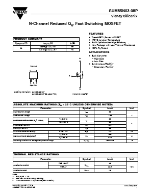 SUM85N03-08P Datasheet PDF Vishay Semiconductors