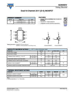 SI3900DV Datasheet PDF Vishay Semiconductors