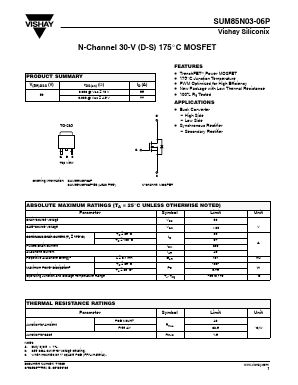 SUM85N03-06P Datasheet PDF Vishay Semiconductors