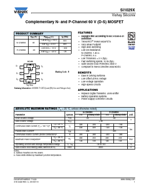 SI1029X Datasheet PDF Vishay Semiconductors