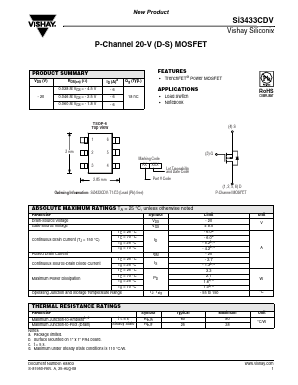 SI3433CDV Datasheet PDF Vishay Semiconductors