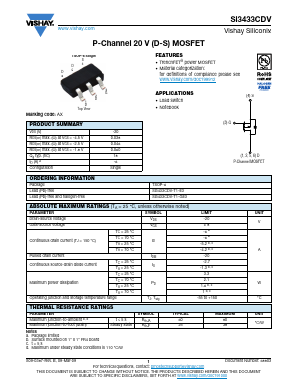 SI3433CDV-T1-E3 Datasheet PDF Vishay Semiconductors