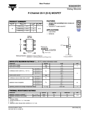 SI3433CDV Datasheet PDF Vishay Semiconductors