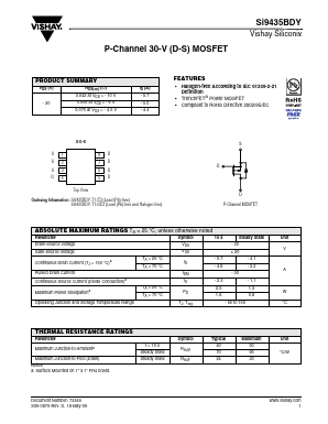 SI9435BDY-T1-E3 Datasheet PDF Vishay Semiconductors