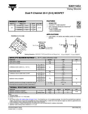 SIA911DJ Datasheet PDF Vishay Semiconductors