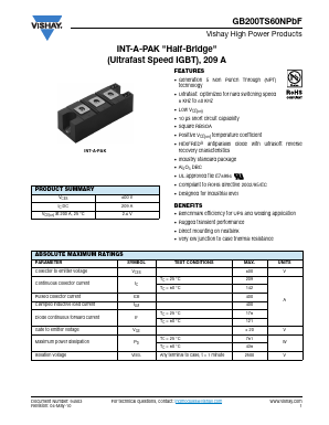 GB200TS60NPBF Datasheet PDF Vishay Semiconductors