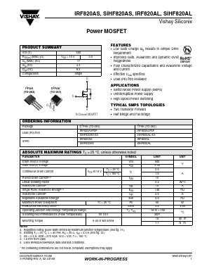 SIHF820AL Datasheet PDF Vishay Semiconductors