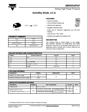 MBR0540PBF Datasheet PDF Vishay Semiconductors
