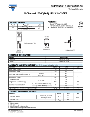 SUP85N10-10-E3 Datasheet PDF Vishay Semiconductors