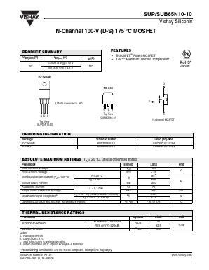 SUP85N10-10-E3 Datasheet PDF Vishay Semiconductors