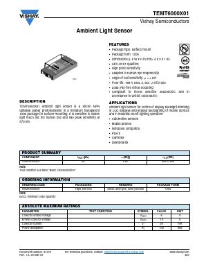TEMT6000X01 Datasheet PDF Vishay Semiconductors