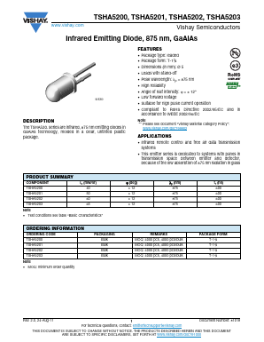 TSHA5200 Datasheet PDF Vishay Semiconductors