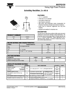 80CPQ150 Datasheet PDF Vishay Semiconductors