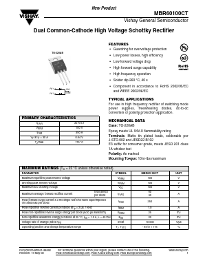 MBR60100CT Datasheet PDF Vishay Semiconductors