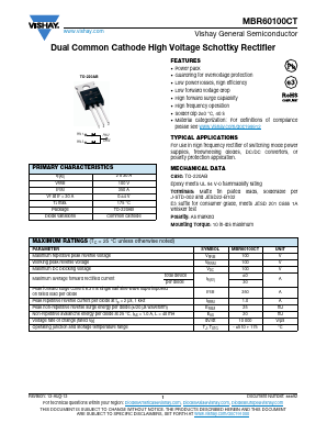 MBR60100CT-E3/45 Datasheet PDF Vishay Semiconductors