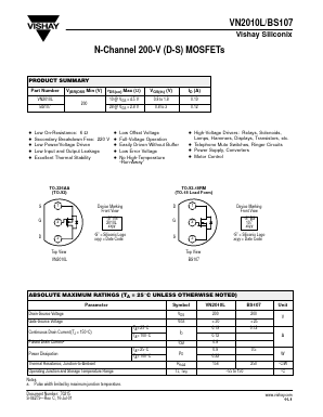 BS107 Datasheet PDF Vishay Semiconductors