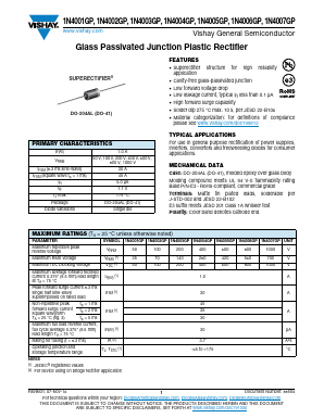 1N4001GP Datasheet PDF Vishay Semiconductors