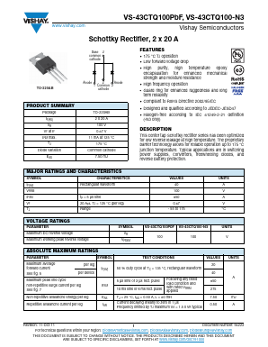 VS-43CTQ100PBF Datasheet PDF Vishay Semiconductors