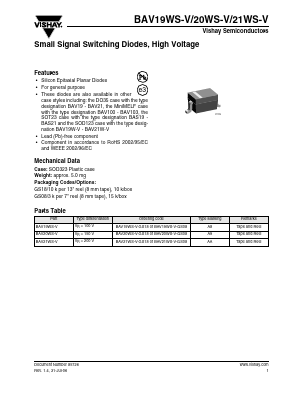 BAV21WS-V Datasheet PDF Vishay Semiconductors