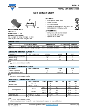 BB814-2-GS18 Datasheet PDF Vishay Semiconductors