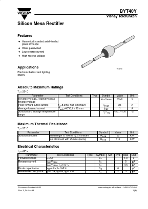 BYT40Y Datasheet PDF Vishay Semiconductors