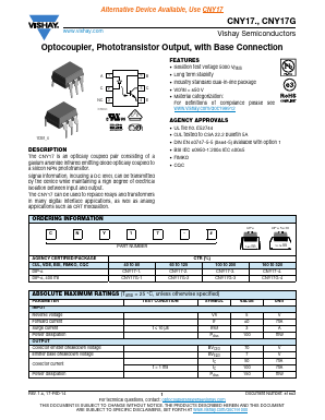 CNY17G-1 Datasheet PDF Vishay Semiconductors