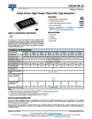 CRCW2010-HP Datasheet PDF Vishay Semiconductors