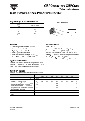 GBPC606 Datasheet PDF Vishay Semiconductors