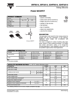 IRFU014 Datasheet PDF Vishay Semiconductors