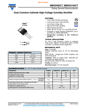 MBR20100CT-M3/4W Datasheet PDF Vishay Semiconductors