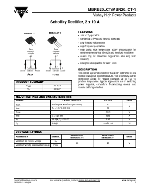 MBR2045CT-1 Datasheet PDF Vishay Semiconductors