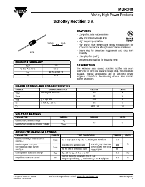 MBR340TR Datasheet PDF Vishay Semiconductors