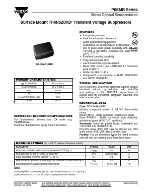 P6SMB6.8A-E3 Datasheet PDF Vishay Semiconductors
