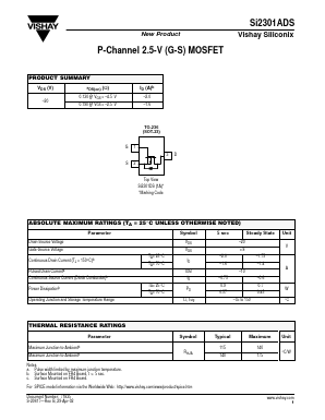 SI2301ADS Datasheet PDF Vishay Semiconductors