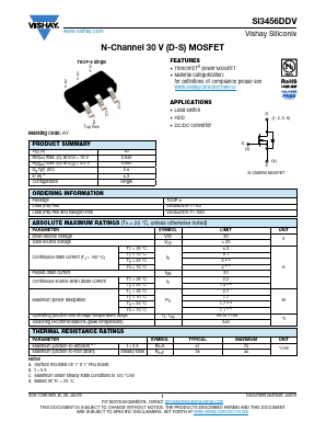 SI3456DDV Datasheet PDF Vishay Semiconductors