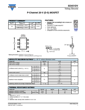 SI3451DV-T1-E3 Datasheet PDF Vishay Semiconductors