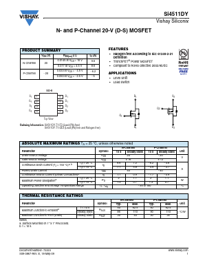 SI4511DY-T1-GE3 Datasheet PDF Vishay Semiconductors