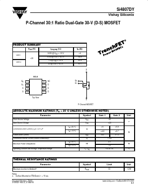 SI4807DY Datasheet PDF Vishay Semiconductors