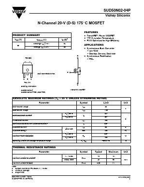 SUD50N02-04P Datasheet PDF Vishay Semiconductors