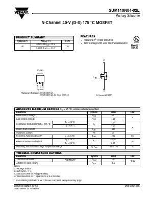 SUM110N04-02L Datasheet PDF Vishay Semiconductors