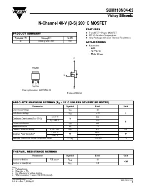 SUM110N04-03 Datasheet PDF Vishay Semiconductors