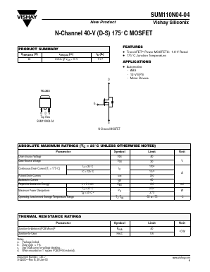 SUM110N04-04 Datasheet PDF Vishay Semiconductors