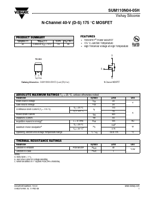 SUM110N04-05H Datasheet PDF Vishay Semiconductors