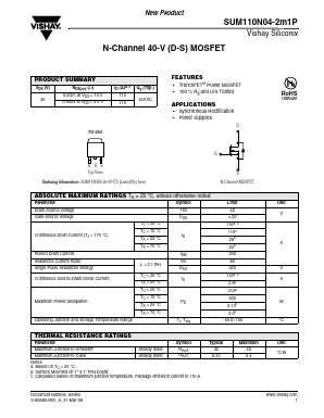 SUM110N04-2M1P-E3 Datasheet PDF Vishay Semiconductors