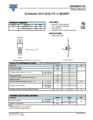SUP28N15-52 Datasheet PDF Vishay Semiconductors