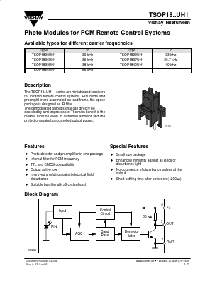 TSOP1838UH1 Datasheet PDF Vishay Semiconductors